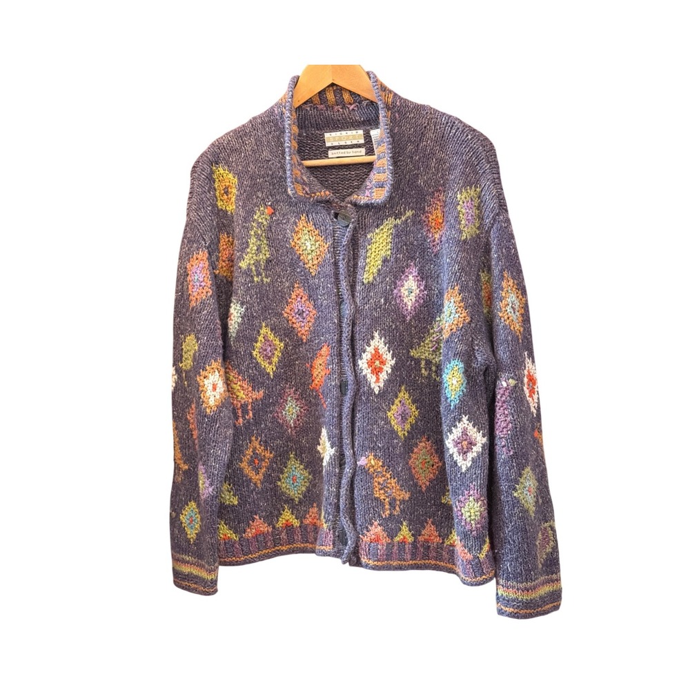 Vintage Sigrid Olsen Sport Cardigan Dinosaur Whimsical Kidcore Grandma Core